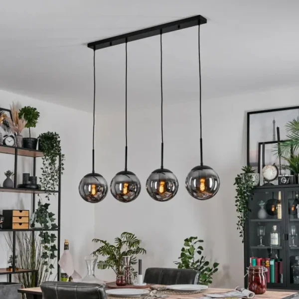 hofstein Gastor Suspension, Boule lumineuse, Suspension Fumé, 4 lumières* Lampes Modernes