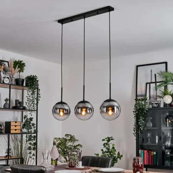 hofstein Gastor Suspension, Boule lumineuse Clair, Fumé, 3 lumières* Lampes Modernes