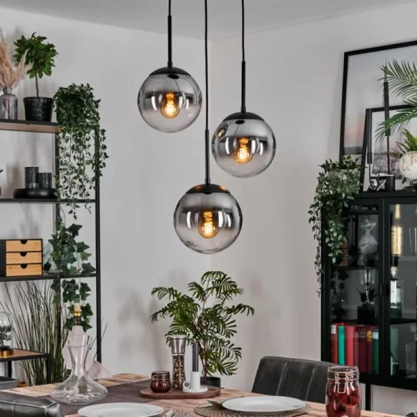 hofstein Gastor Suspension, Boule lumineuse 30 cm Clair, Fumé, 3 lumières* Lampes Modernes