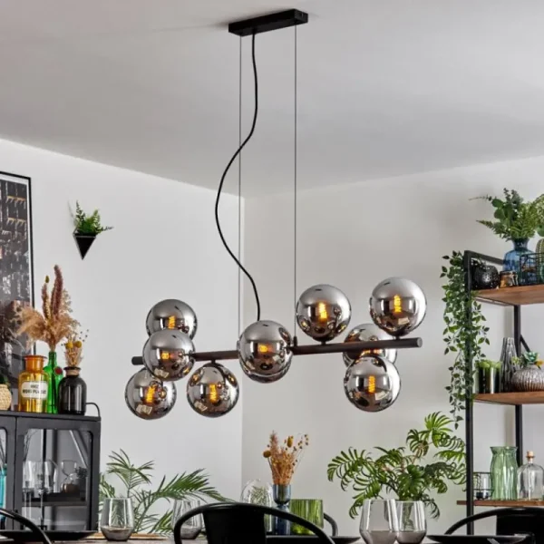 hofstein Gastor Suspension, Boule lumineuse, Suspension Chrome, Fumé, 10 lumières* Lampes Modernes