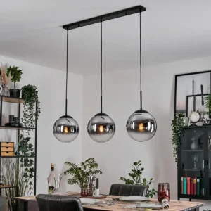 hofstein Gastor Suspension, Boule lumineuse, Suspension Chrome, Clair, Fumé, 3 lumières* Lampes Modernes
