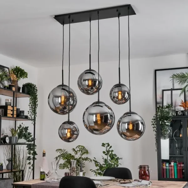 hofstein Gastor Suspension, Boule lumineuse, Suspension Fumé, 6 lumières* Lampes Modernes