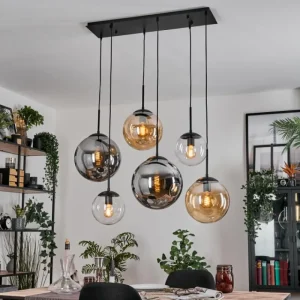 hofstein Gastor Suspension, Boule lumineuse, Suspension Ambre, Clair, Fumé, 6 lumières* Lampes Modernes