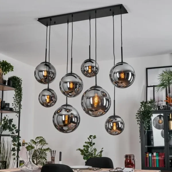 hofstein Gastor Suspension, Boule lumineuse, Suspension Fumé, 8 lumières* Lampes Modernes