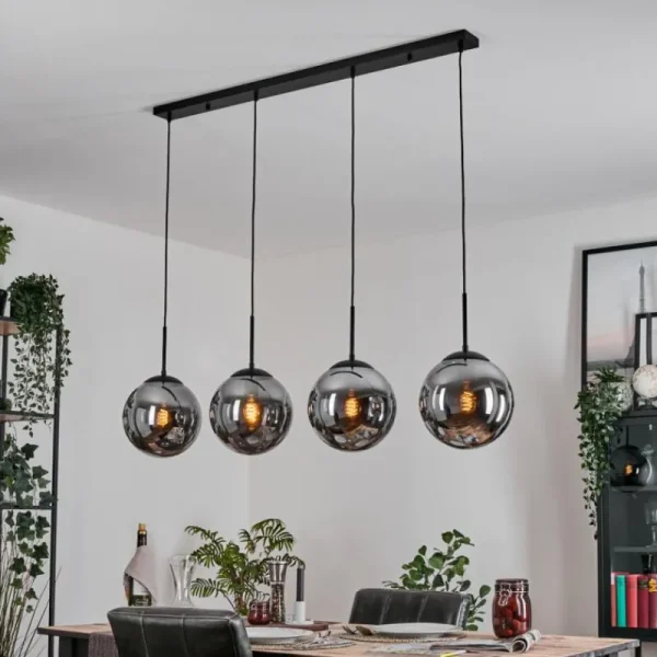 hofstein Gastor Suspension, Boule lumineuse, Suspension Fumé, 4 lumières* Lampes Modernes