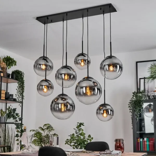 hofstein Gastor Suspension, Boule lumineuse, Suspension Clair, Fumé, 8 lumières* Lampes Modernes