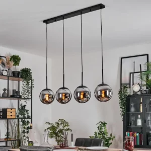 hofstein Gastor Suspension, Boule lumineuse, Suspension Chrome, Fumé, 4 lumières* Lampes Modernes