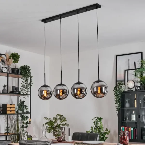 hofstein Gastor Suspension, Boule lumineuse, Suspension Chrome, Fumé, 4 lumières* Lampes Modernes