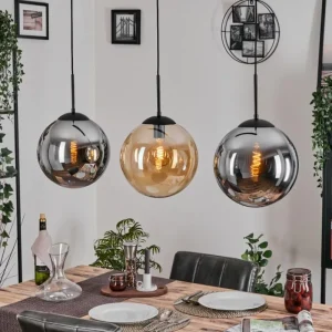 hofstein Gastor Suspension, Boule lumineuse, Suspension Ambre, Fumé, 3 lumières* Lampes Modernes