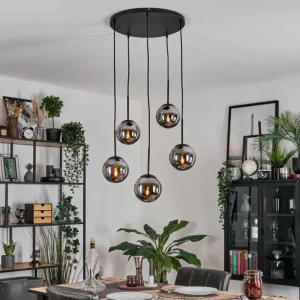 hofstein Gastor Suspension, Boule lumineuse, Suspension Fumé, 5 lumières* Lampes Modernes