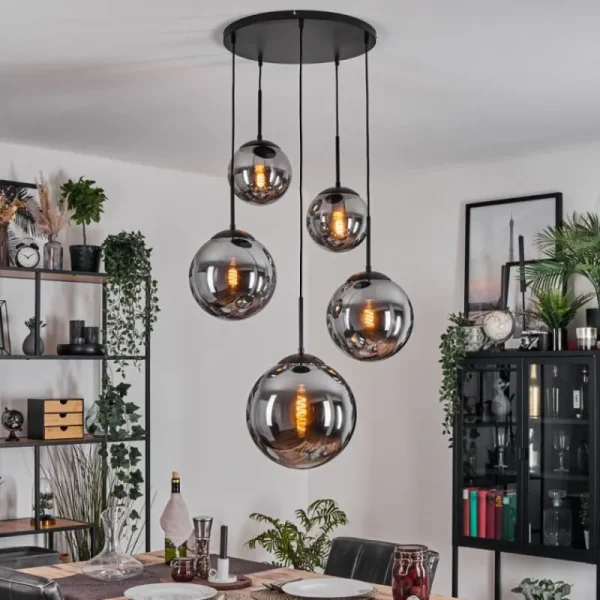 hofstein Gastor Suspension, Boule lumineuse 45 cm Noir, 5 lumières* Lampes Modernes