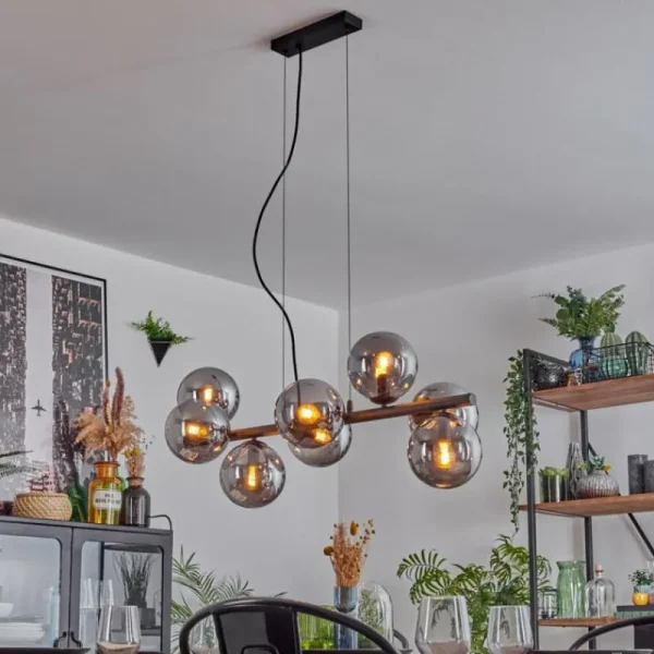 hofstein Gastor Suspension, Boule lumineuse, Suspension Fumé, 8 lumières* Lampes Modernes