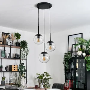 hofstein Gastor Suspension, Boule lumineuse 30 cm Clair, 3 lumières* Lampes En Verre