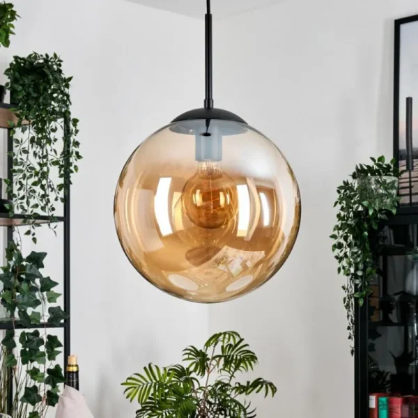 hofstein Gastor Suspension, Boule lumineuse Ambre, 1 lumière* Lampes En Verre