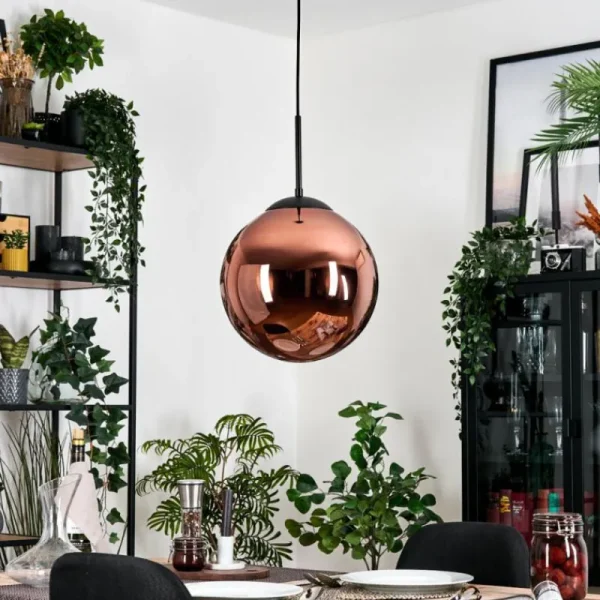 hofstein Gastor Suspension, Boule lumineuse, Suspension Cuivré, 1 lumière* Lampes En Verre