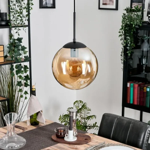 hofstein Gastor Suspension, Boule lumineuse 25 cm Ambre, 1 lumière* Lampes En Verre