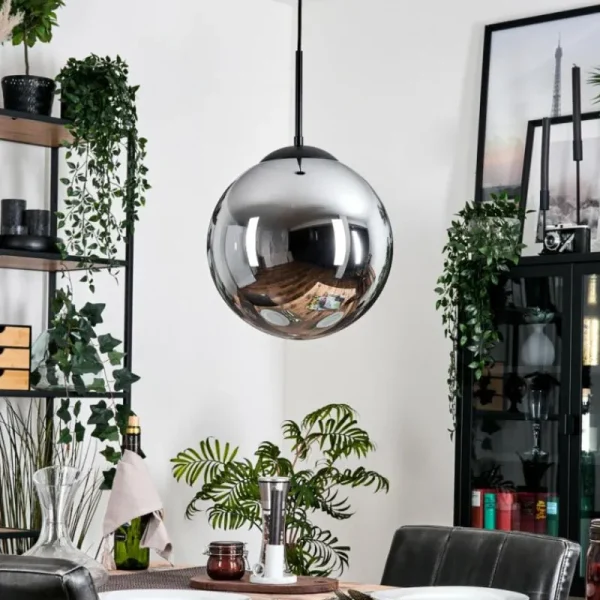 hofstein Gastor Suspension, Boule lumineuse 30 cm Fumé, 1 lumière* Lampes Modernes