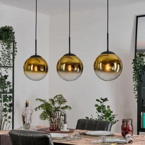 hofstein Gastor Suspension, Boule lumineuse, Suspension Or, Clair, 3 lumières* Lampes En Verre