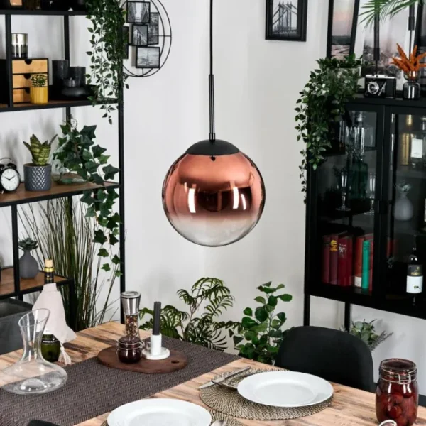 hofstein Gastor Suspension, Boule lumineuse, Suspension Clair, Cuivré, 1 lumière* Lampes En Verre