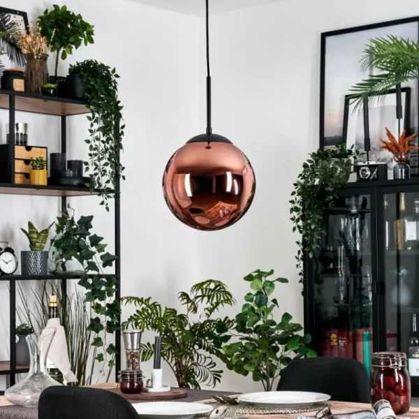 hofstein Gastor Suspension, Boule lumineuse, Suspension Cuivré, 1 lumière* Lampes En Verre