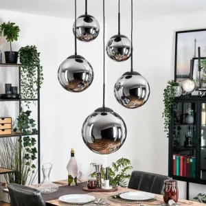 hofstein Gastor Suspension, Boule lumineuse 45 cm Noir, 5 lumières* Lampes Modernes