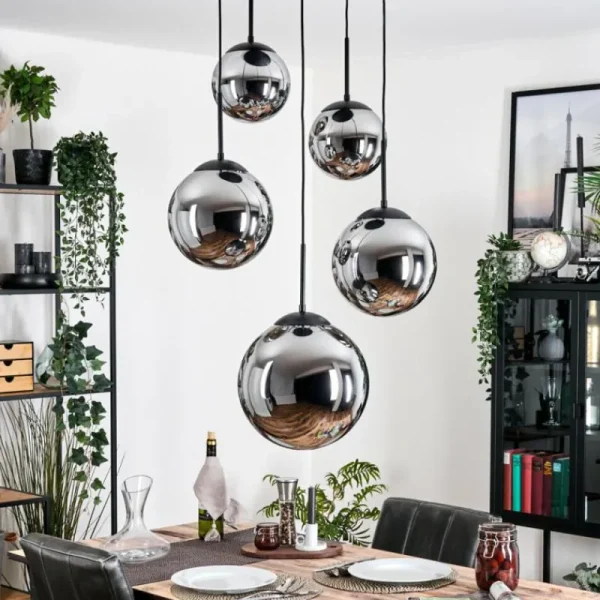 hofstein Gastor Suspension, Boule lumineuse 45 cm Noir, 5 lumières* Lampes Modernes