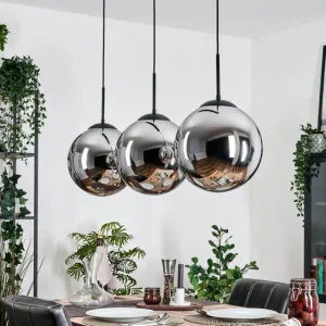 hofstein Gastor Suspension, Boule lumineuse, Suspension Chrome, Fumé, 3 lumières* Lampes Modernes