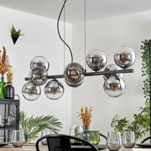 hofstein Gastor Suspension, Boule lumineuse, Suspension Chrome, Clair, Fumé, 10 lumières* Lampes Modernes