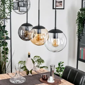 hofstein Gastor Suspension, Boule lumineuse Ambre, Clair, Fumé, 3 lumières* Lampes Modernes
