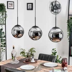 hofstein Gastor Suspension, Boule lumineuse Noir, 3 lumières* Lampes Modernes
