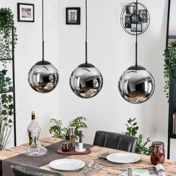 hofstein Gastor Suspension, Boule lumineuse Noir, 3 lumières* Lampes Modernes
