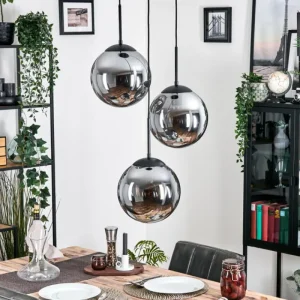 hofstein Gastor Suspension, Boule lumineuse 30 cm Fumé, 3 lumières* Lampes Modernes