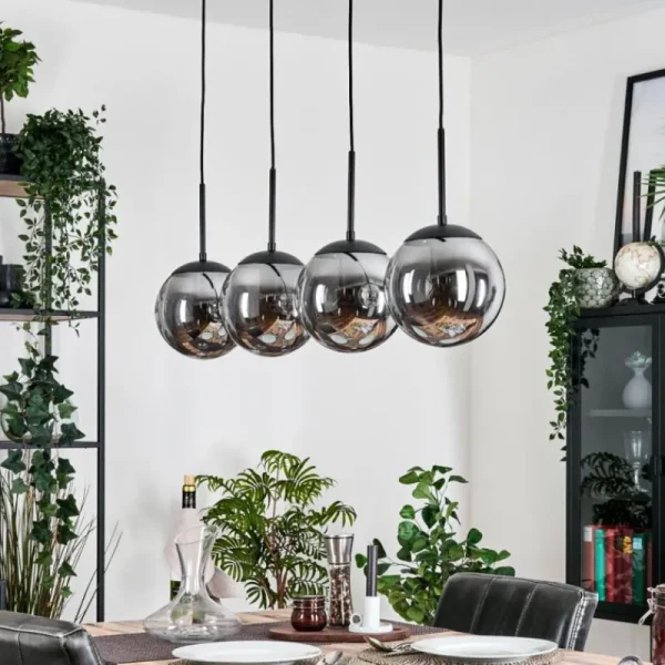 hofstein Gastor Suspension, Boule lumineuse, Suspension Fumé, 4 lumières* Lampes Modernes