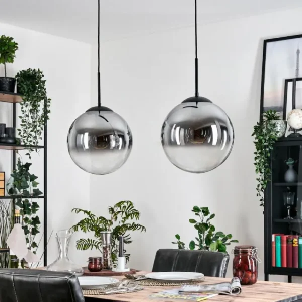 hofstein Gastor Suspension, Boule lumineuse Noir, 2 lumières* Lampes Modernes
