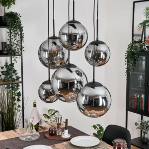 hofstein Gastor Suspension, Boule lumineuse, Suspension Fumé, 6 lumières* Lampes Modernes