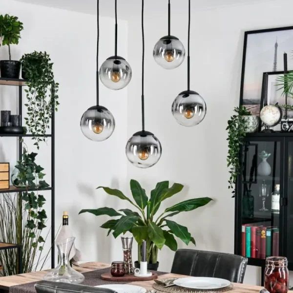 hofstein Gastor Suspension, Boule lumineuse, Suspension Clair, Fumé, 5 lumières* Lampes Modernes