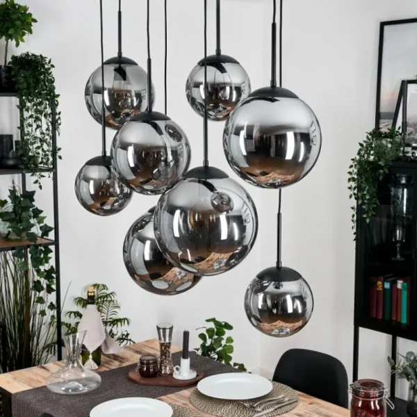 hofstein Gastor Suspension, Boule lumineuse, Suspension Fumé, 8 lumières* Lampes Modernes