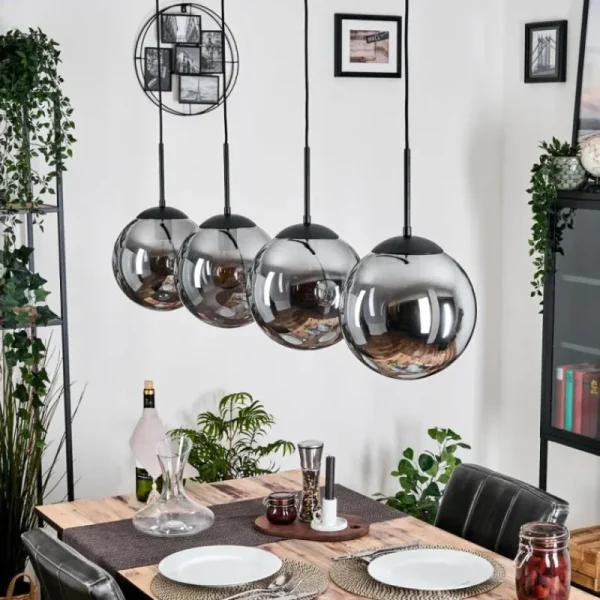 hofstein Gastor Suspension, Boule lumineuse, Suspension Fumé, 4 lumières* Lampes Modernes