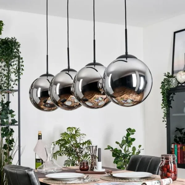 hofstein Gastor Suspension, Boule lumineuse, Suspension Chrome, Fumé, 4 lumières* Lampes Modernes
