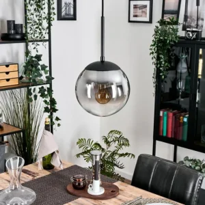 hofstein Gastor Suspension, Boule lumineuse Clair, Fumé, 1 lumière* Lampes Modernes