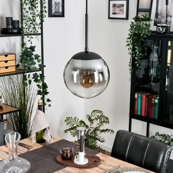 hofstein Gastor Suspension, Boule lumineuse Clair, Fumé, 1 lumière* Lampes Modernes