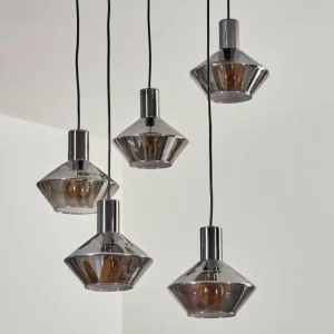 hofstein Gillbergatorp Suspension, Boule lumineuse, Suspension Chrome, Fumé, 5 lumières* Lampes Modernes