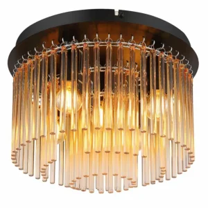 Luminaires Globo Lighting Gorley Plafonnier Chrome, Noir, 5 lumières* Lampes En Verre