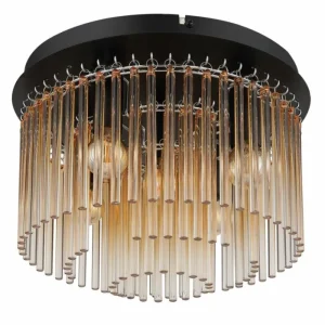 Luminaires Globo Lighting Gorley Plafonnier Chrome, Noir, 5 lumières* Lampes En Verre