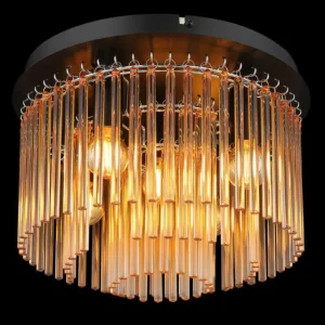 Luminaires Globo Lighting Gorley Plafonnier Chrome, Noir, 5 lumières* Lampes En Verre