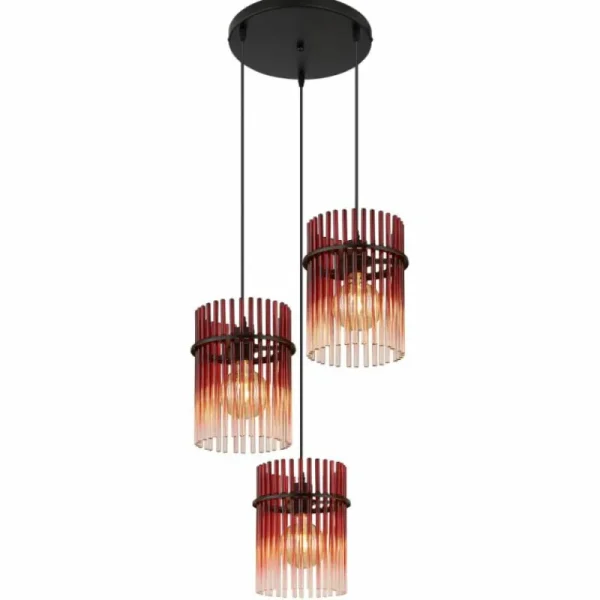 Luminaires Globo Lighting Gorley Suspension Noir, 3 lumières* Lampes En Verre