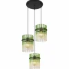 Luminaires Globo Lighting Gorley Suspension Noir, 3 lumières* Lampes En Verre