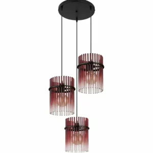 Luminaires Globo Lighting Gorley Suspension Noir, 3 lumières* Lampes En Verre