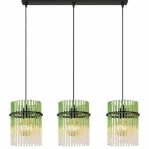 Luminaires Globo Lighting Gorley Suspension Noir, 3 lumières* Lampes En Verre