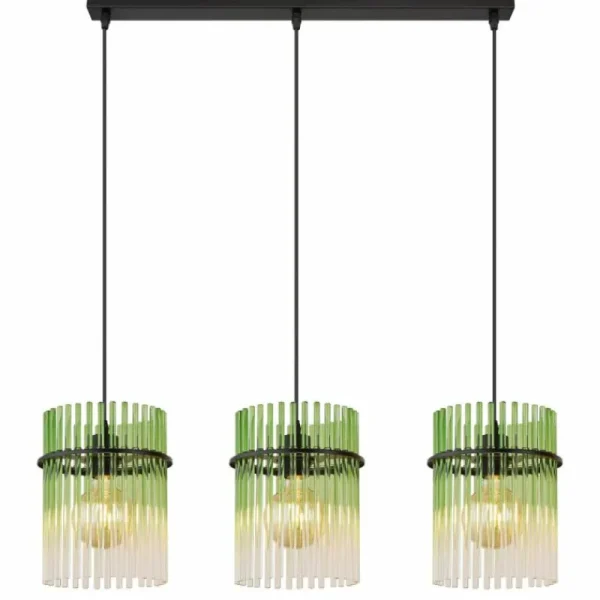 Luminaires Globo Lighting Gorley Suspension Noir, 3 lumières* Lampes En Verre